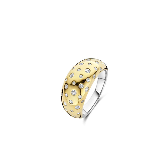 Ti Sento Yellow Gold Plated CZ Bump Ring - Gold-Plated Silver Ring silver plated gold, ring zirconias ring ring