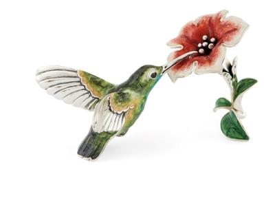 Saturno Hummingbird and Flower - Silver