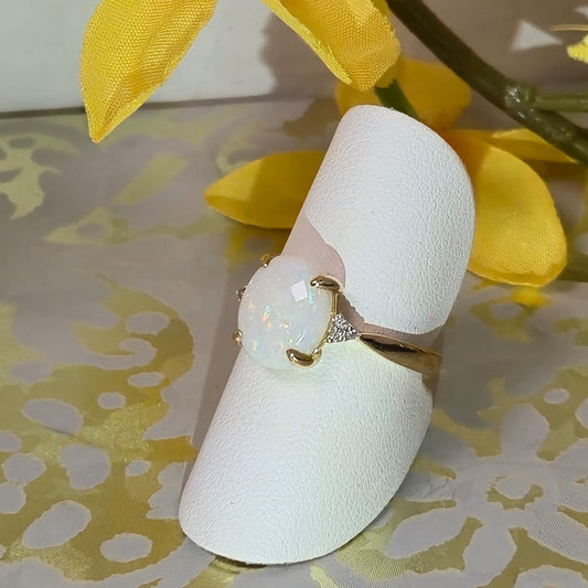 9ct Yellow Gold Opal and Diamond Dress Ring