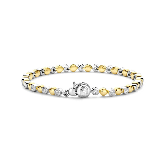 Ti Sento yellow gold plated and sterling silver bracelet with polished links
