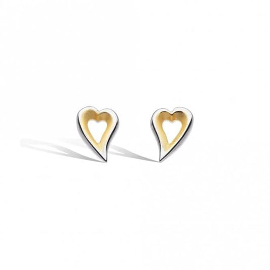 Desire Love Story Gold Heart Stud Earrings - silver earrings gold stud earrings silver gold-tone