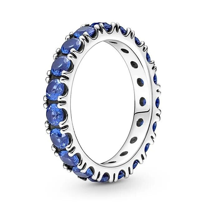Blue Sparkling Row Eternity Ring