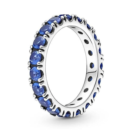 Blue Sparkling Row Eternity Ring