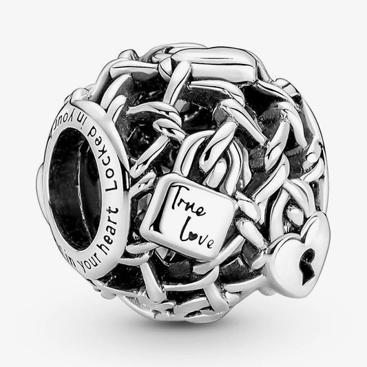 Openwork Chain Link Padlock Charm