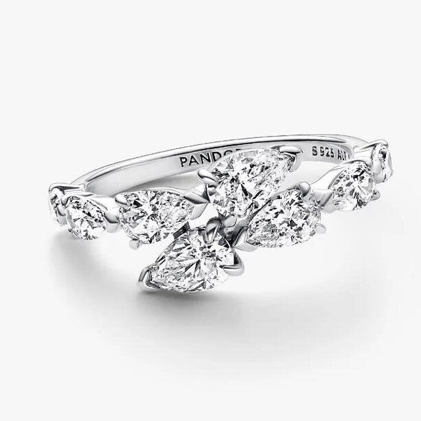 Sparkling Overlapping Band Ring