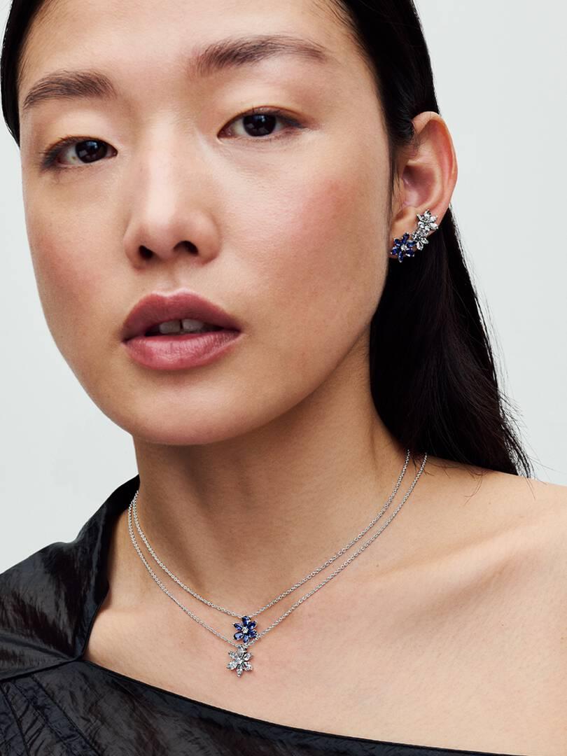 Sparkling Blue Herbarium Cluster Stud Earrings