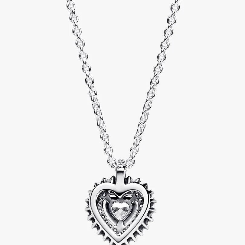 Sparkling Heart Halo Pendant Necklace