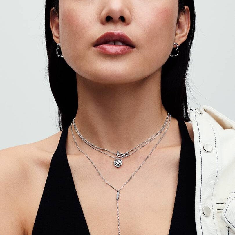 Sparkling Heart Halo Pendant Necklace
