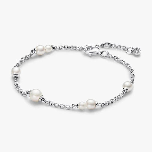 Treated Freshwater Cultured Pearl Station Chain Bracelet
