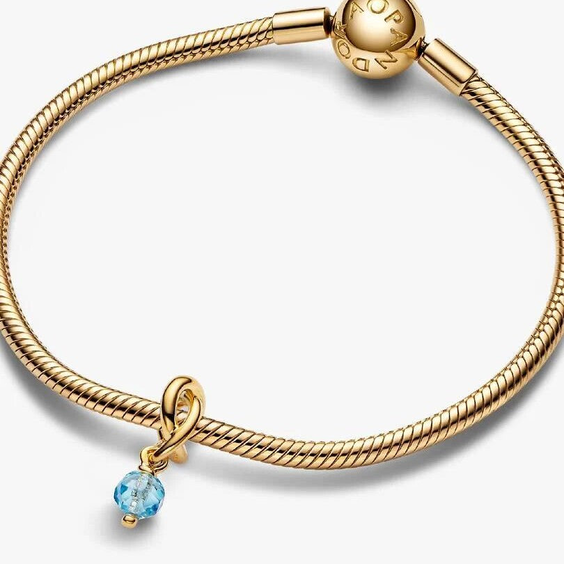 March Birthstone Eternity Circle Dangle Charm
