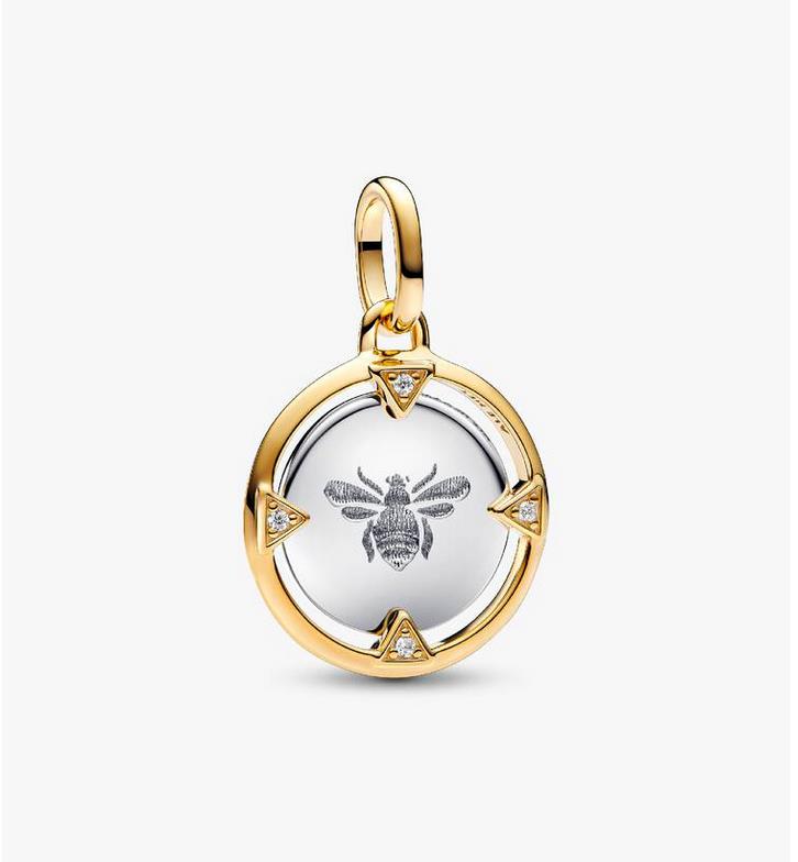 Two tone bee medallion charm