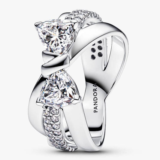Sparkling Bow Crossover Ring