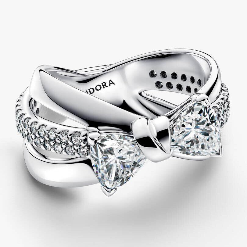 Sparkling Bow Crossover Ring