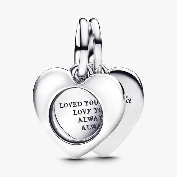 Engravable Heart Magnifying Glass Double Dangle Charm