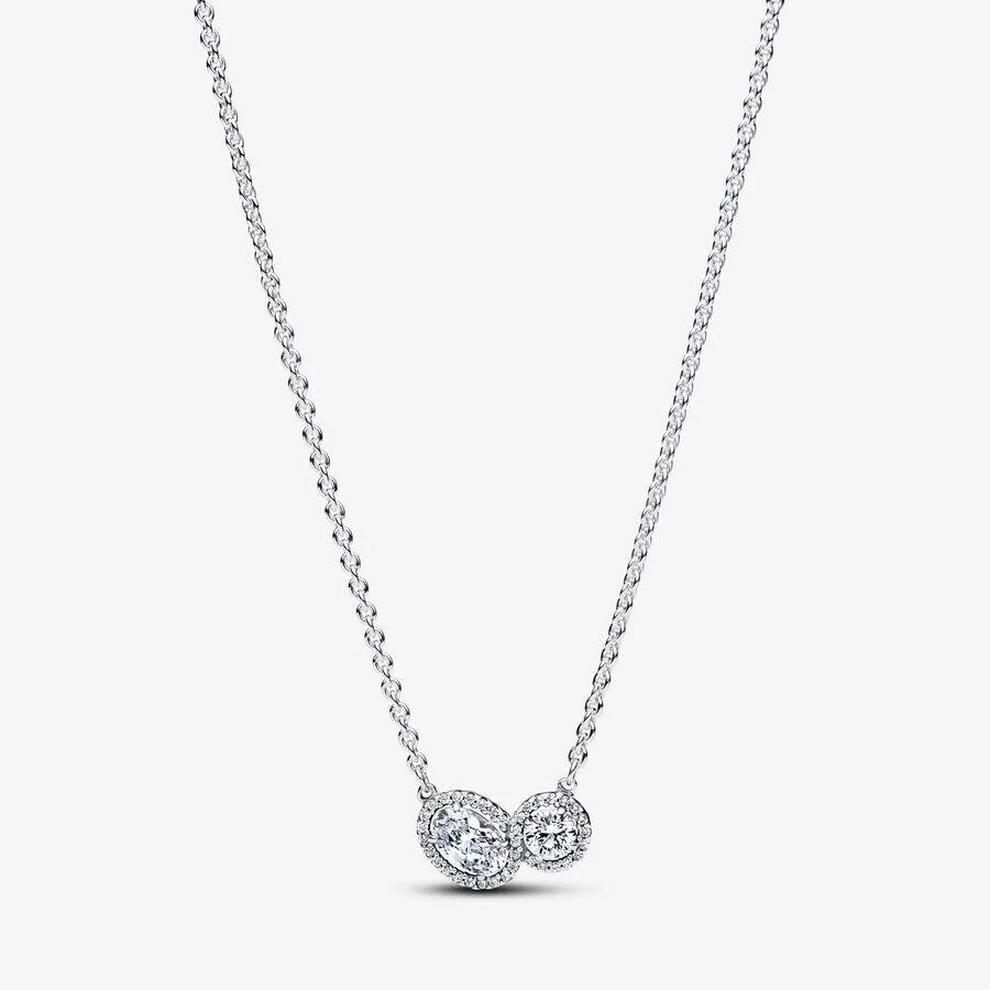 Silver Embracing Halo Necklace