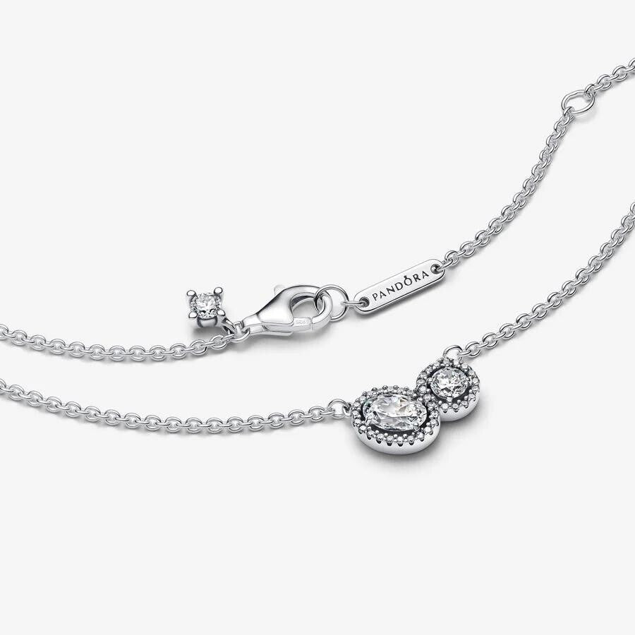Silver Embracing Halo Necklace