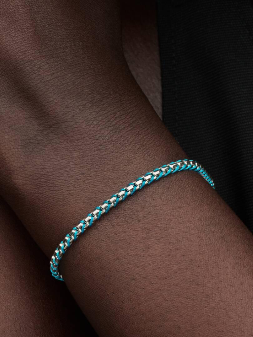 Blue Cord Box Chain Bracelet