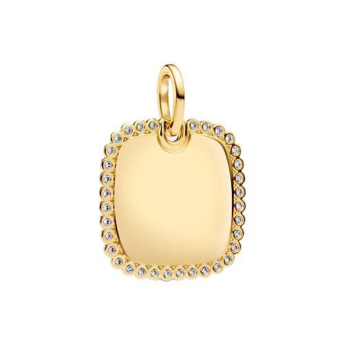 Pandora Engravable Square Pendant | Cubic Zirconia | 14k Gold-Plated | Pandora ME