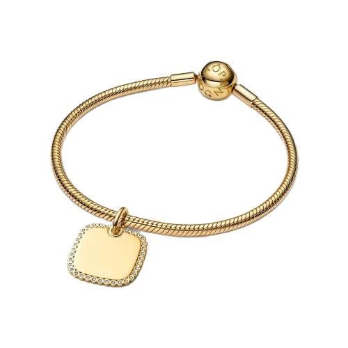 Pandora Engravable Square Pendant | Cubic Zirconia | 14k Gold-Plated | Pandora ME