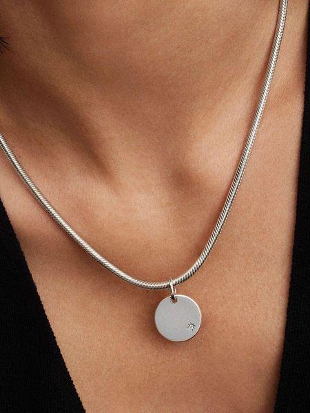 Pandora Moments Engravable Lab-Grown Diamond Tag Pendant, Silver,