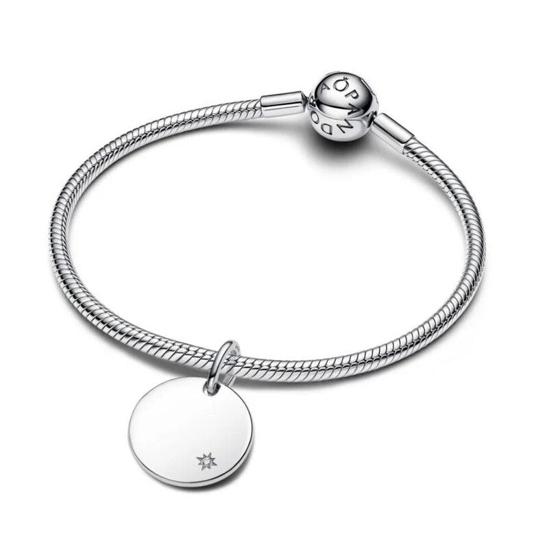 Pandora Moments Engravable Lab-Grown Diamond Tag Pendant, Silver,