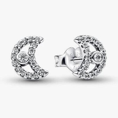Sparkling Moon Stud Earrings