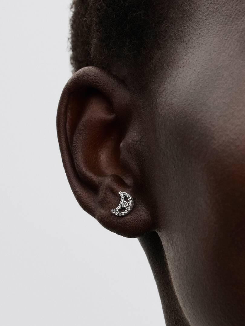 Sparkling Moon Stud Earrings