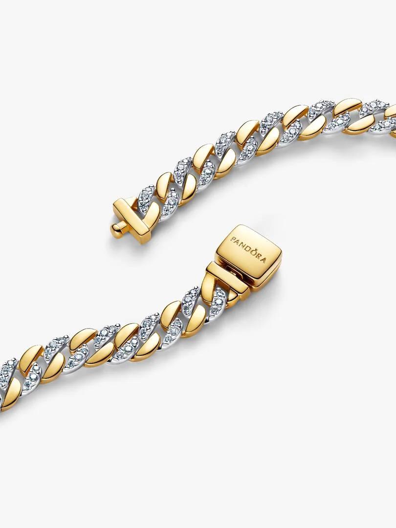 Two-tone Pavé Cuban Chain Bracelet