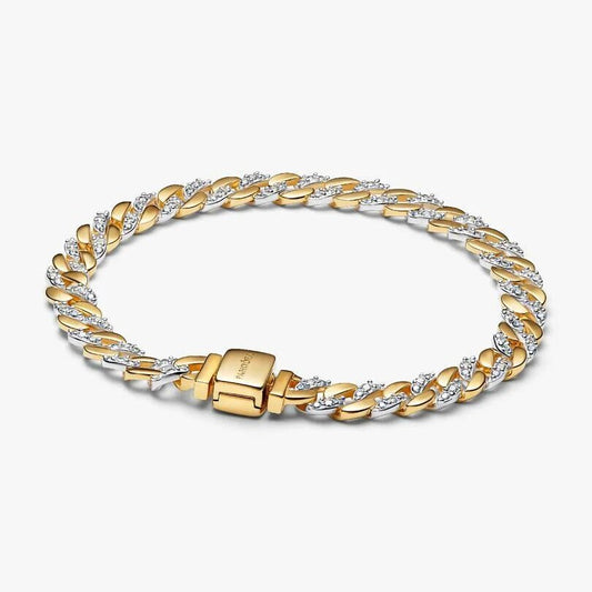 Two-tone Pavé Cuban Chain Bracelet