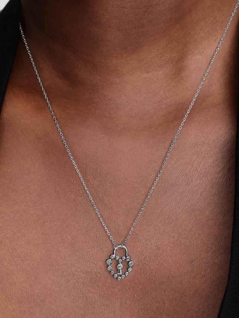 Sparkling Heart Padlock Pendant Necklace