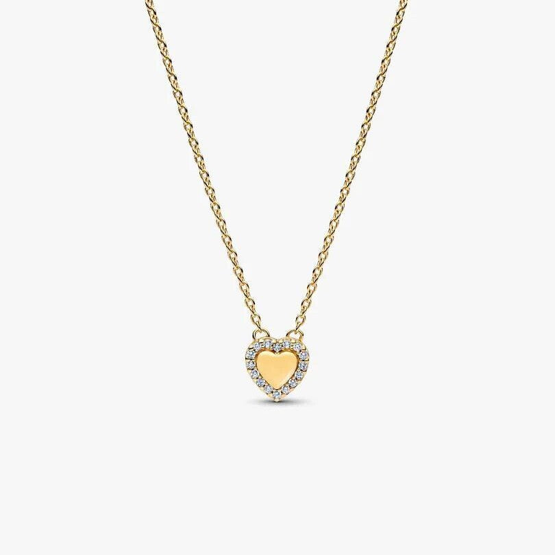 Engravable Heart Halo Collier Necklace