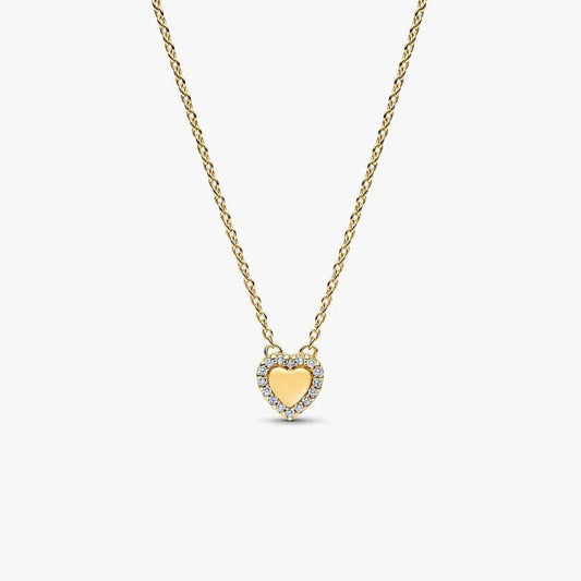 Engravable Heart Halo Collier Necklace