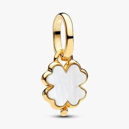 White Lucky Clover Dangle Charm