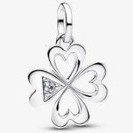 ME Silver Heart Four Leaf Clover Medallion Charm