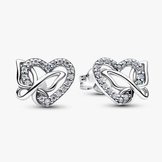 Entwined Heart & Butterfly Stud Earrings