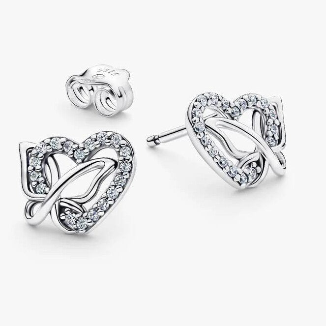 Entwined Heart & Butterfly Stud Earrings