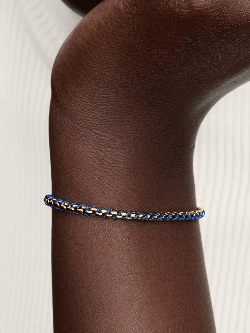 Blue Cord Box Chain Bracelet