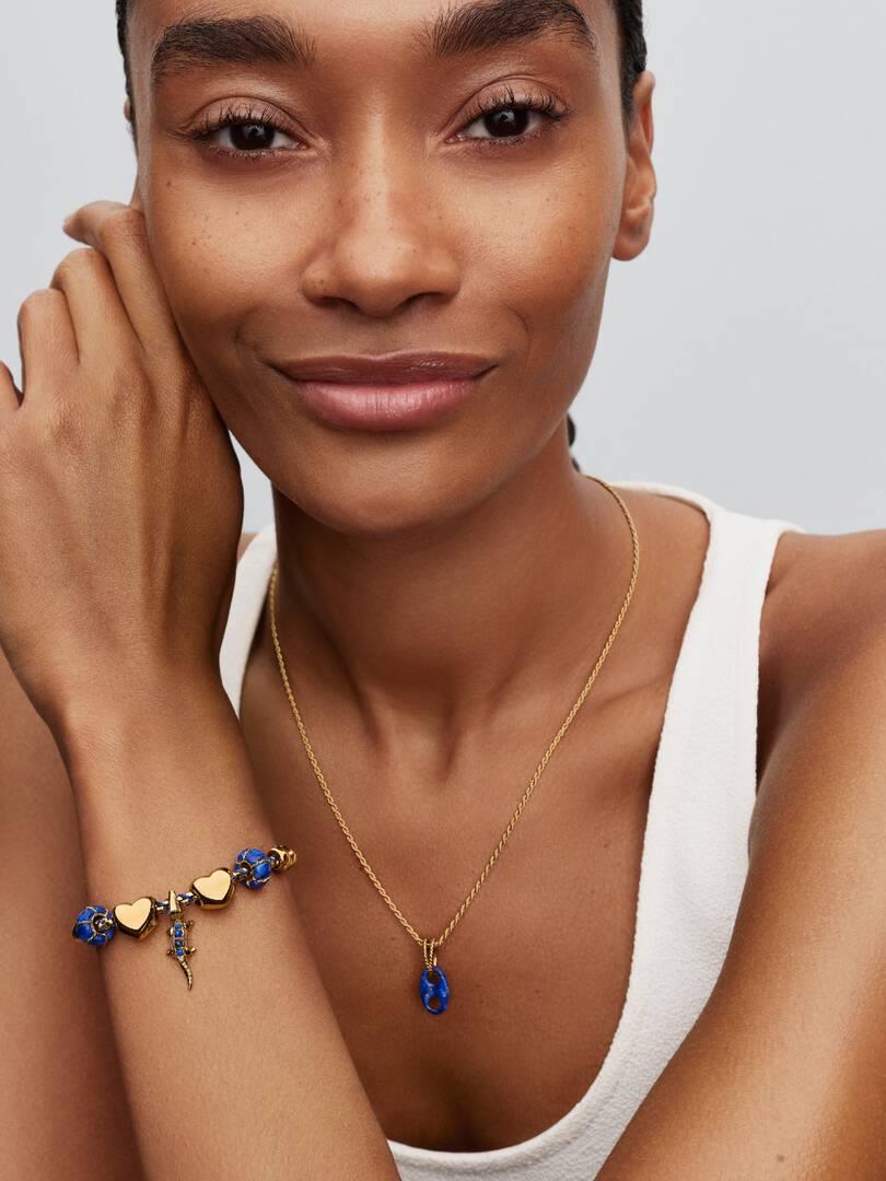 Blue Cord Box Chain Bracelet