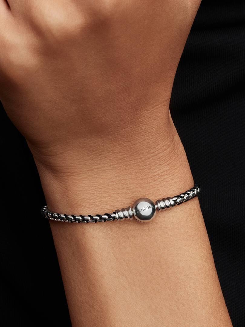 Black Cord Box Chain Bracelet