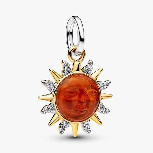 Swirling Sun Two-Tone Dangle Charm