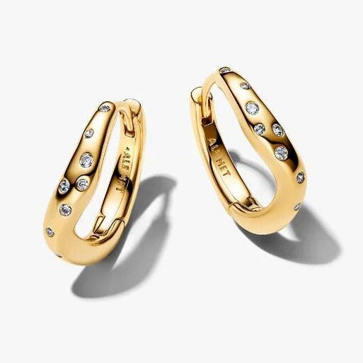 Organically Shaped Stone-Set Hoop Earrings