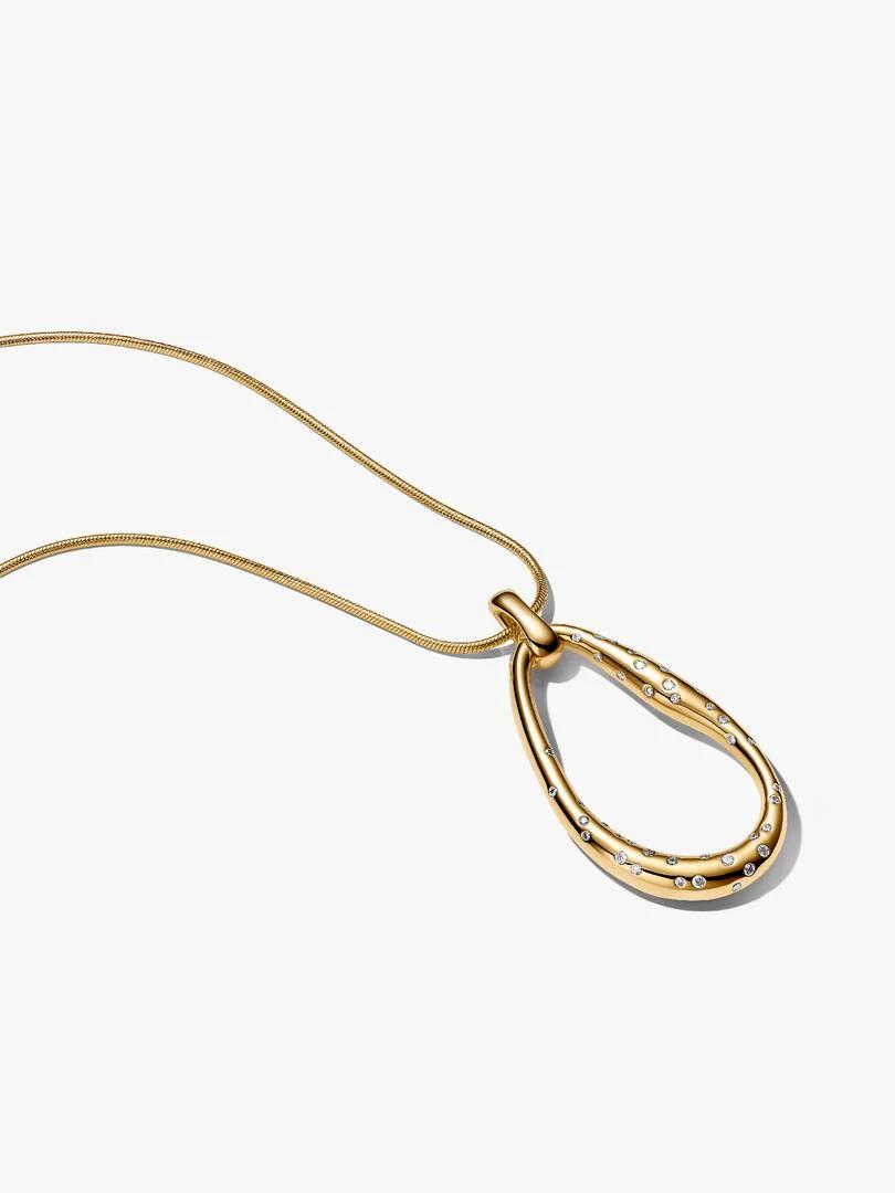 Organically Shaped Stone-Set Statement Pendant Necklace