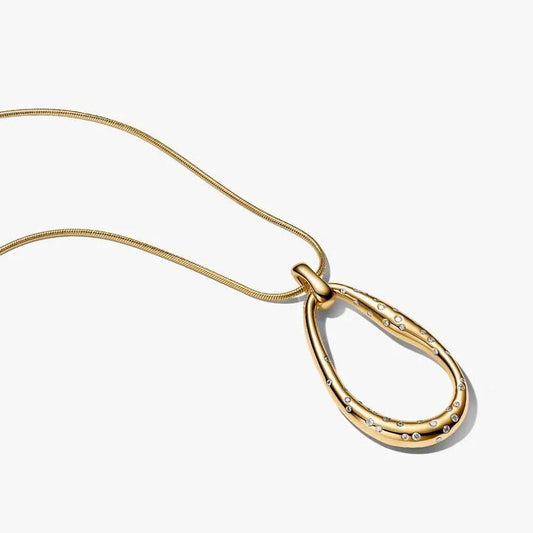 Organically Shaped Stone-Set Statement Pendant Necklace