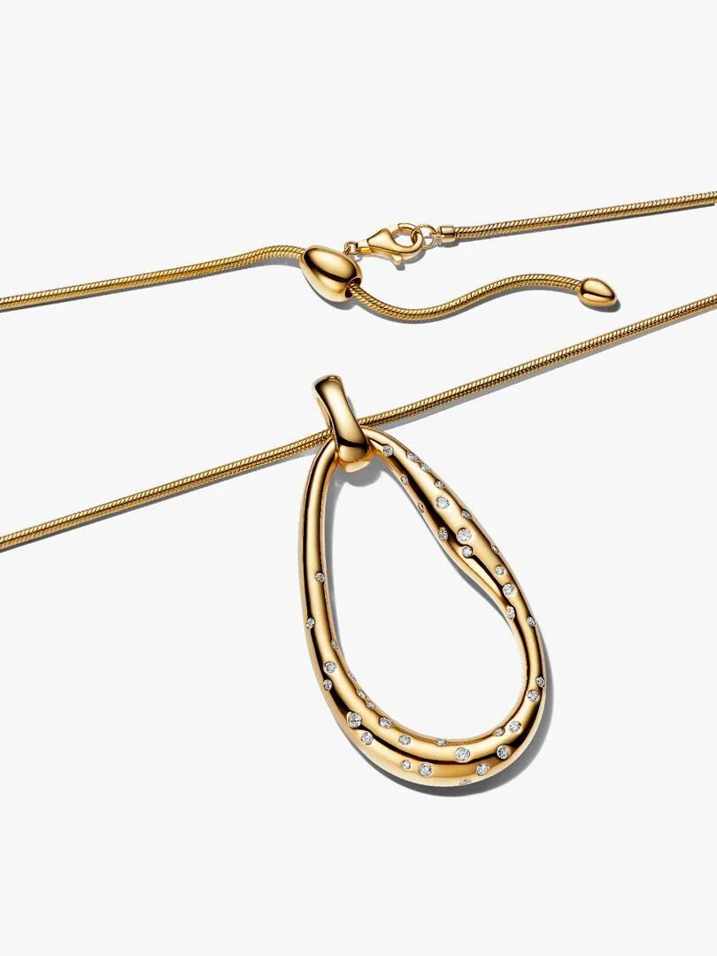 Organically Shaped Stone-Set Statement Pendant Necklace