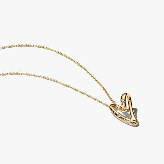 Organically Shaped Stone-Set Heart Pendant Necklace