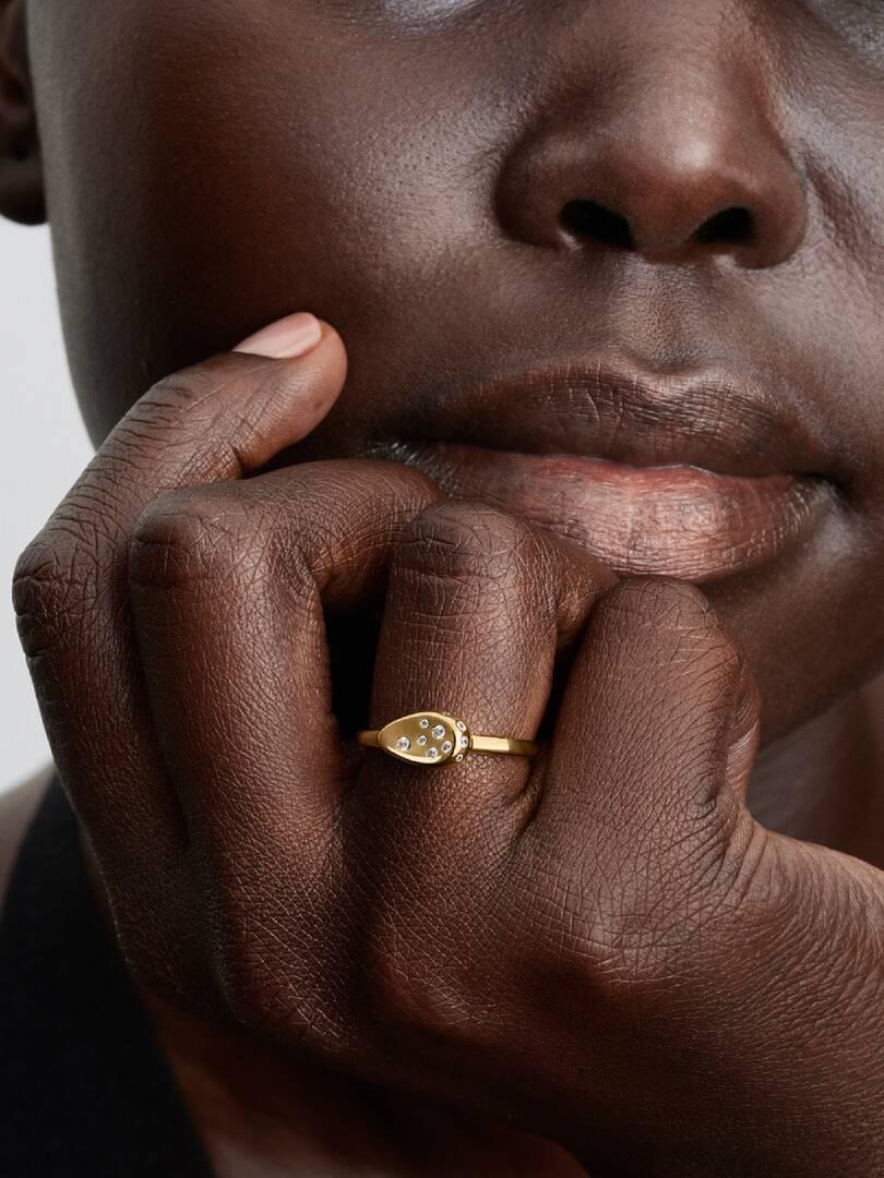 Small Stone-Set Oval Signet Ring