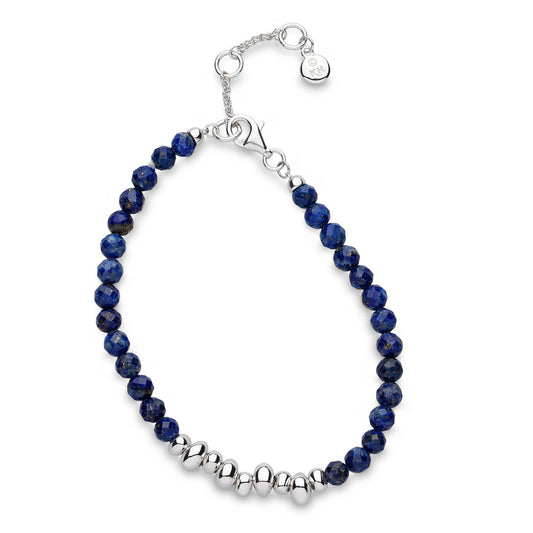 Coast Tumble Azure Lapis Lazuli Gemstone Beaded Bracelet - necklaces, silver bracelets.Reminiscent bracelet silver