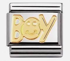 Nomination Classic Gold Boy Writing Charm