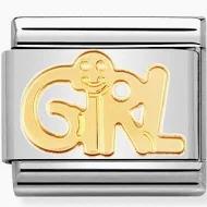 Nomination 18ct Gold Girl writings Charm.