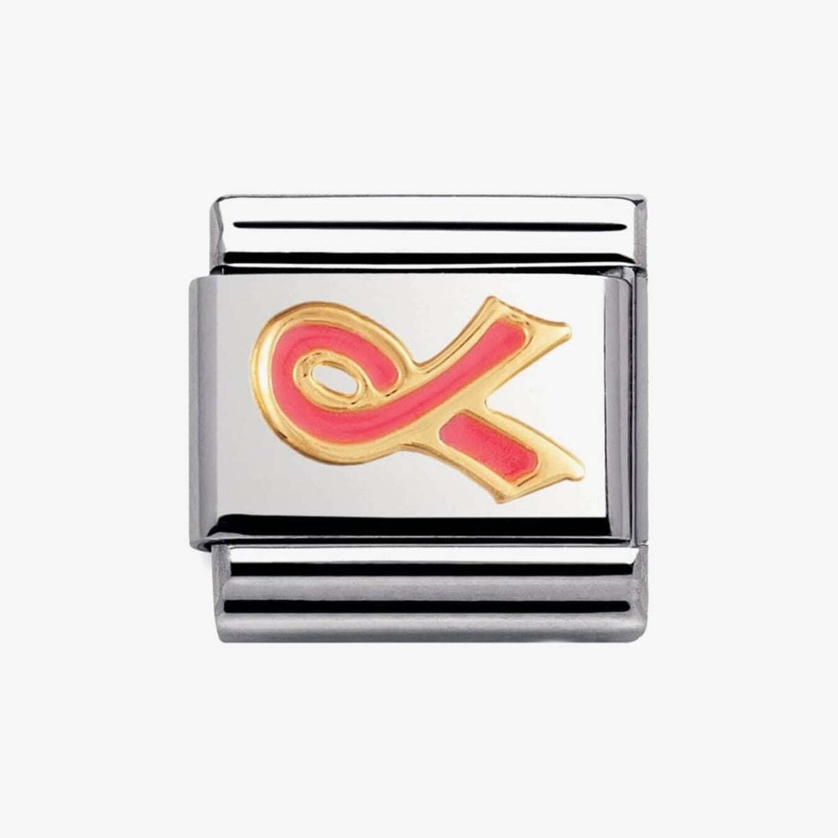 CLASSIC Gold Daily Life Pink Cancer Ribbon Charm